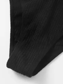 Swim Basics Summer Beach Plain Ribbed Knit Bikini Bottom