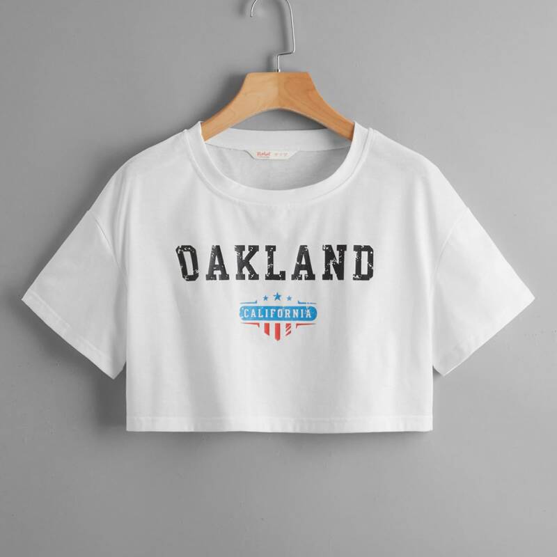 

Letter Graphic Crop Tee, White