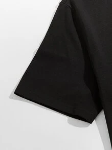 Manfinity VCAY 男士棉火烈鳥圖案上衣和短褲套裝 - 黑色 - 查看 4