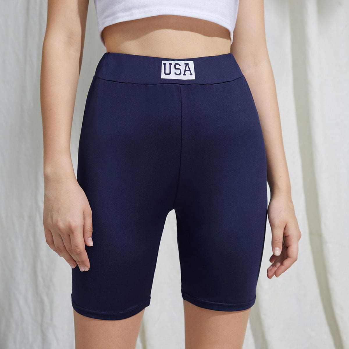 

Letter Biker Shorts, Navy blue