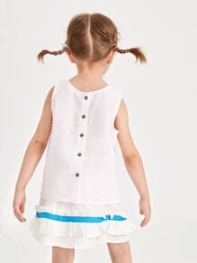 SHEIN Top tank ribete con fruncido con bordado floral - Rosa Pálido - Ver 2