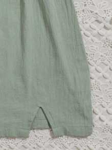 Soleia Vestido De Tirantes Sólido Con Pliegues En El Busto - verde menta - Ver 5