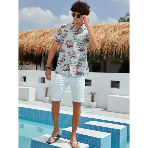 

Men Tropical Print Shirt, Multicolor