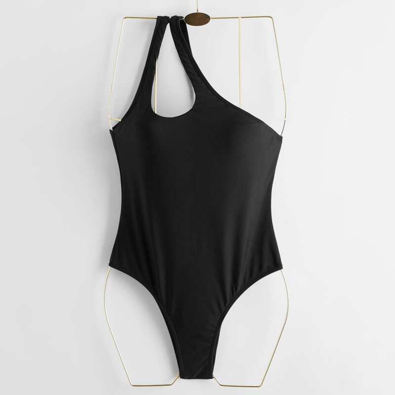 

Solid One Piece Swimsuit, Black
