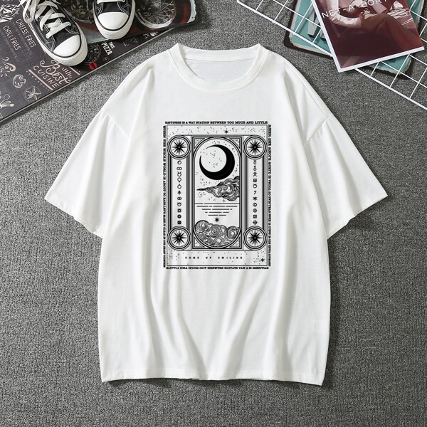 

Men Letter Graphic Short Sleeve Tee, White
