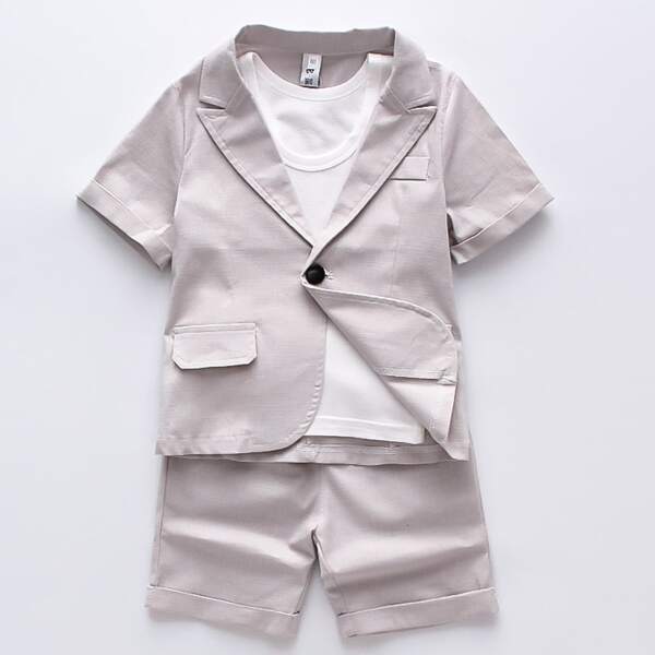 

Toddler Boys Tee & Single Button Blazer & Shorts, Light grey