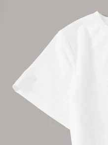 SHEIN EZwear 字母圖案上衣和格紋半身裙套裝 - 彩色 - 查看 3