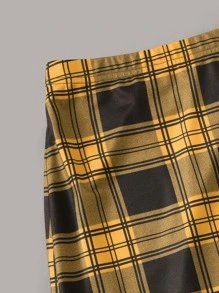 SHEIN EZwear 字母圖案上衣和格紋半身裙套裝 - 彩色 - 查看 5