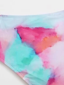 大碼紮染珍珠裝飾泳裝內褲