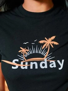 SHEIN Letter Graphic Tee - Black - View 4