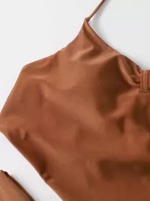 Hanky Hem Halter Thong Bikini Summer Beach - Brown - View 7