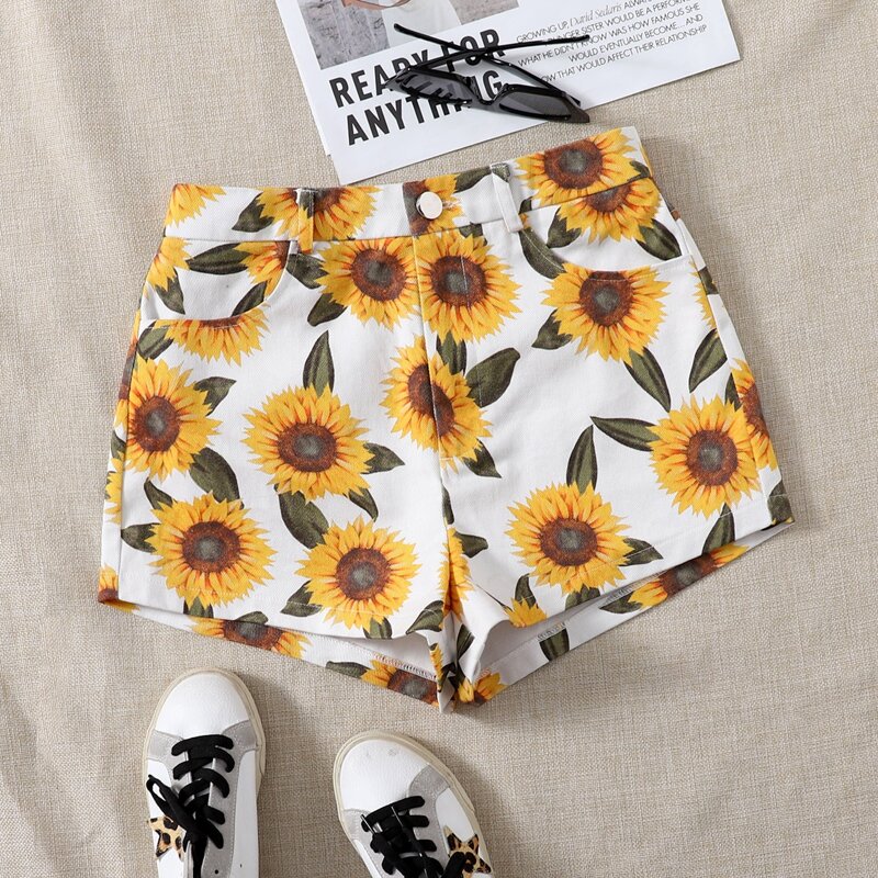 

Sunflower Print Shorts, Multicolor