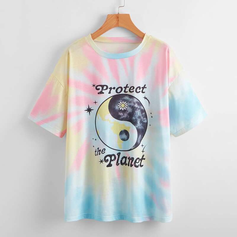 

Letter Yin And Yang Graphic Tie Dye Tee, Multicolor