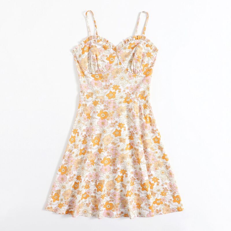 

Floral Print Frill Cami Dress, Multicolor