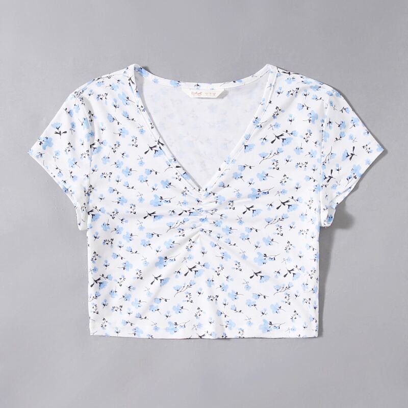 

Ditsy Floral Ruched Tee, Multicolor