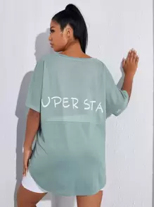 Easithlete Plus Letter Graphic Sports Tee - Mint Blue - View 1