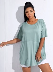 Easithlete Plus Letter Graphic Sports Tee - Mint Blue - View 2