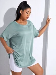 Easithlete Plus Letter Graphic Sports Tee - Mint Blue - View 4