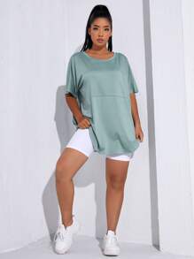 Easithlete Plus Letter Graphic Sports Tee - Mint Blue - View 5