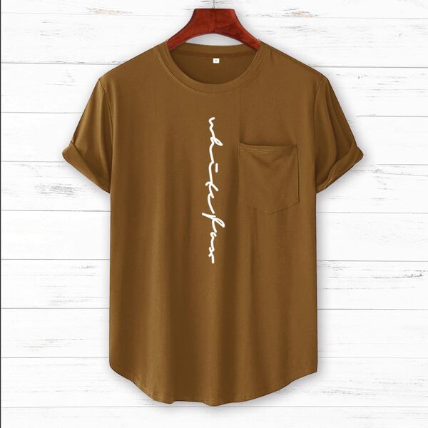 

Men Slogan Graphic Pocket Tee, Camel