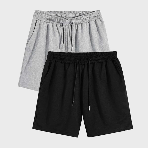 

Men 2 Pack Drawstring Waist Track Shorts, Multicolor