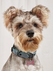 1pc Bone Shaped Glitter powder Pet ID Tag For Decoration - Baby Pink - View 2