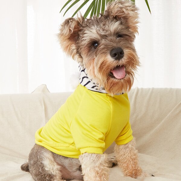 

Striped Pattern Pet Hoodie, Yellow