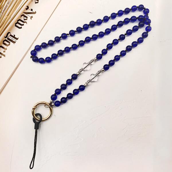 

Beaded Phone Lanyard With Ring Buckle, Royal blue