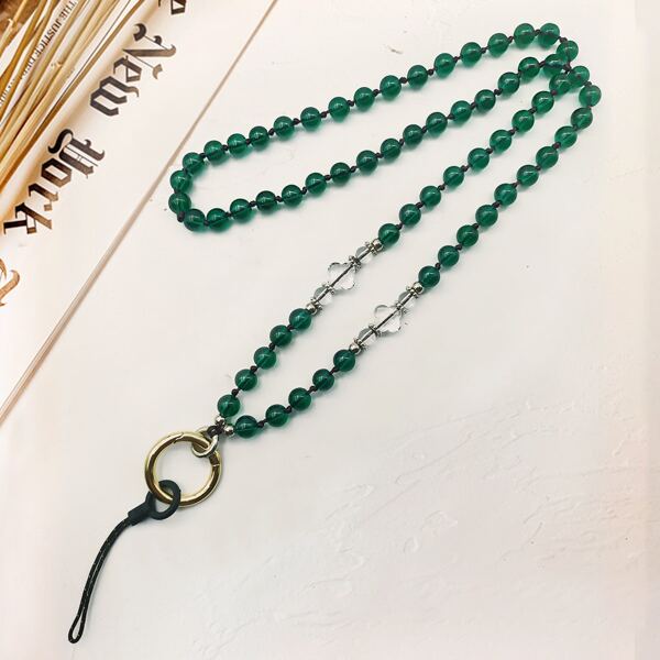 

Beaded Phone Lanyard With Ring Buckle, Dark green