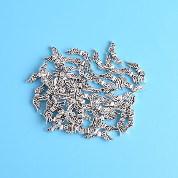 

50pcs Metal Wings DIY Jewelry Accessory, Silver