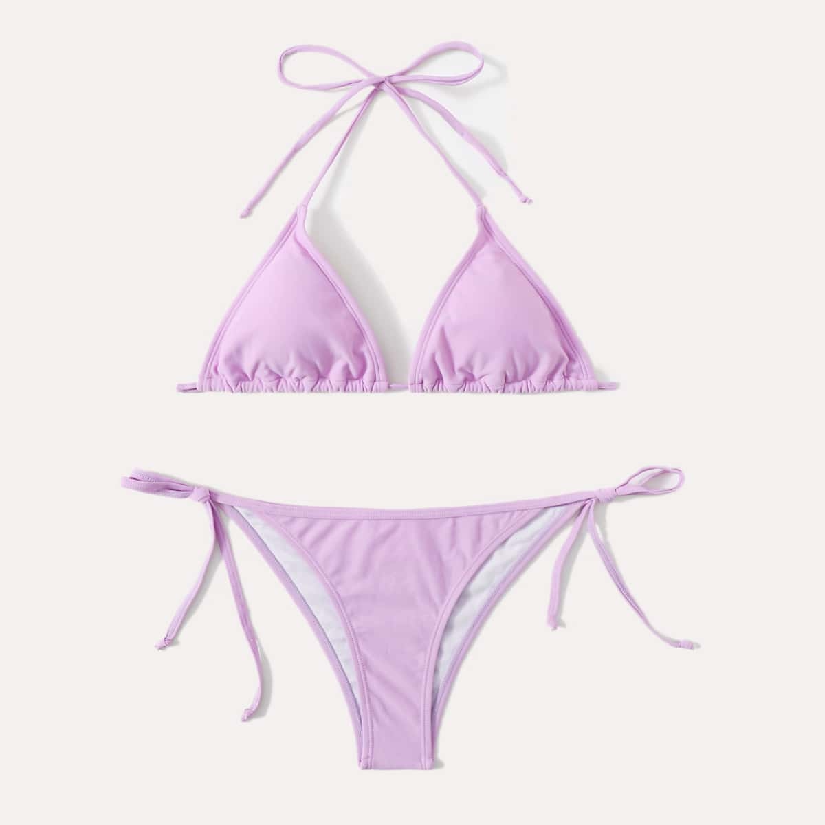 

Solid Triangle Bikini Swimsuit, Lilac purple