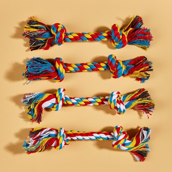 

4pcs Random Color Braided Rope Pet Chew Toy, Multicolor