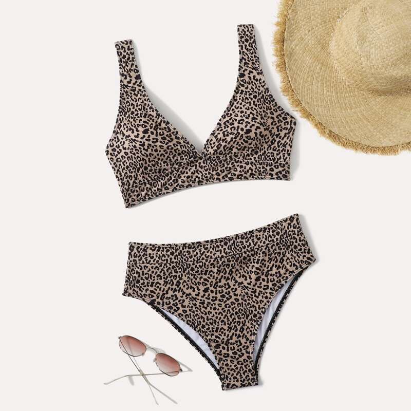 

Leopard Print Bikini Swimsuit, Multicolor