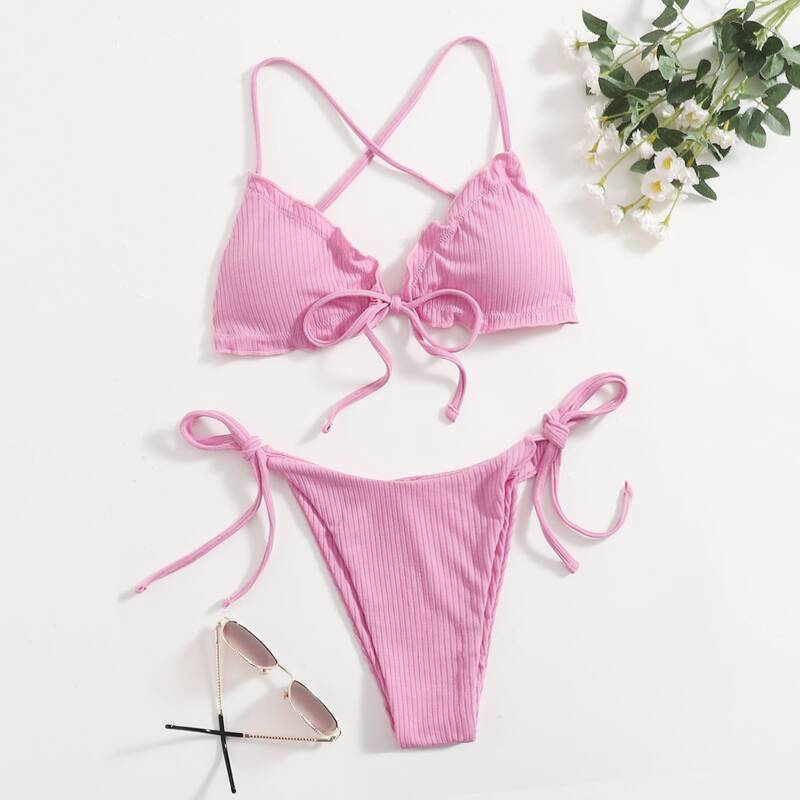 

Lettuce Trim Bikini Swimsuit, Baby pink