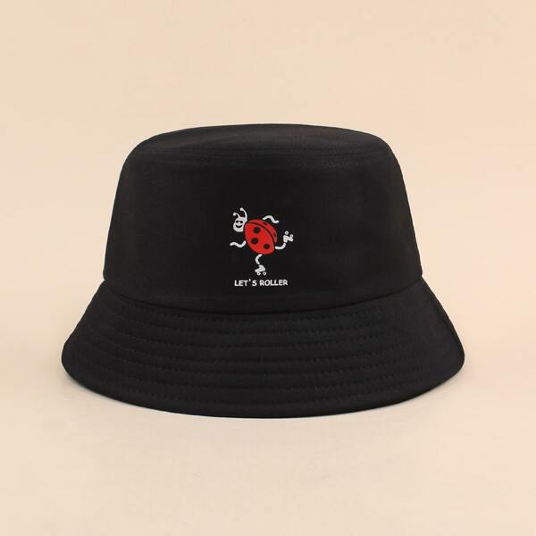 

Cartoon Animal Print Bucket Hat, Black