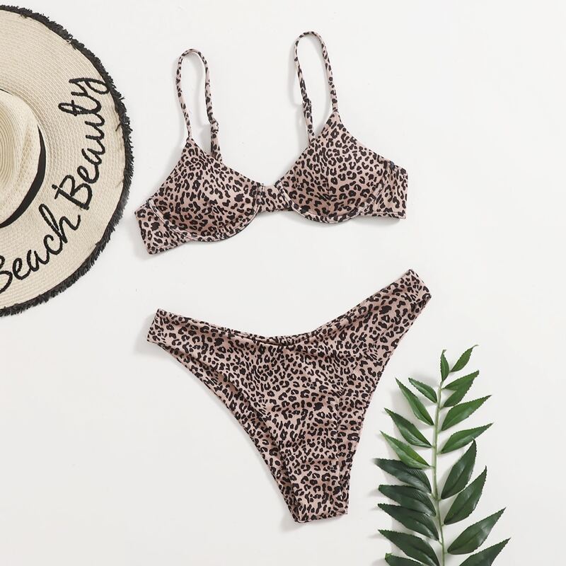 

Leopard Print Bikini Swimsuit, Multicolor
