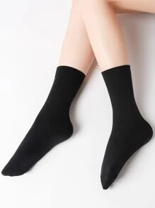 Plain Crew Socks - Black - View 4