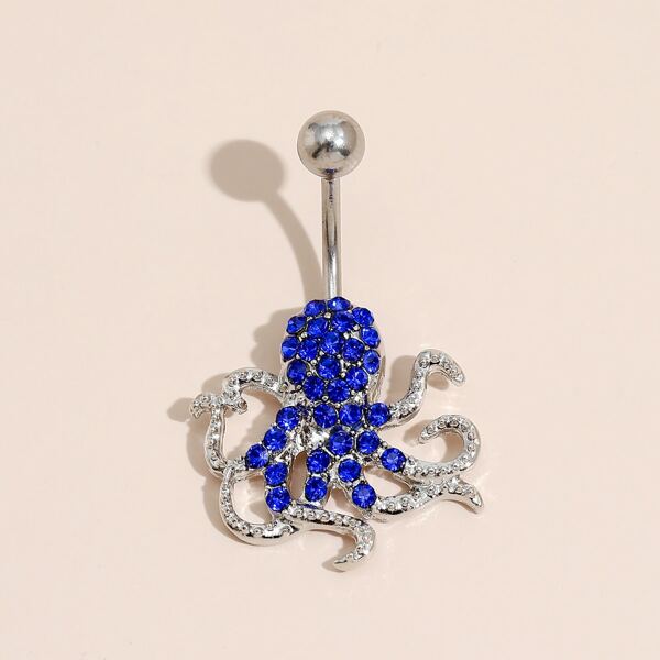 

Rhinestone Octopus Decor Navel Belly Ring, Royal blue