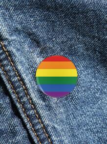 LGBT Rainbow Stripe Pattern Brooch - Multicolor - View 1
