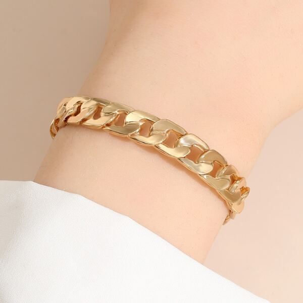 

Chain Design Cuff Bracelet, Gold