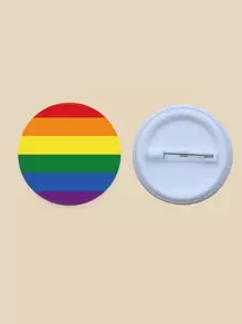 LGBT Rainbow Stripe Pattern Brooch - Multicolor - View 2