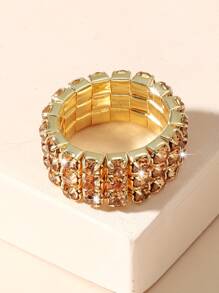 1入組魅力四射水鑽裝飾戒指適合女士日常裝飾 - 香檳色 - 查看 2