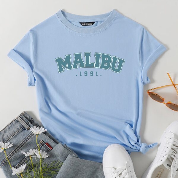 

Letter Graphic Short Sleeve Tee, Dusty blue