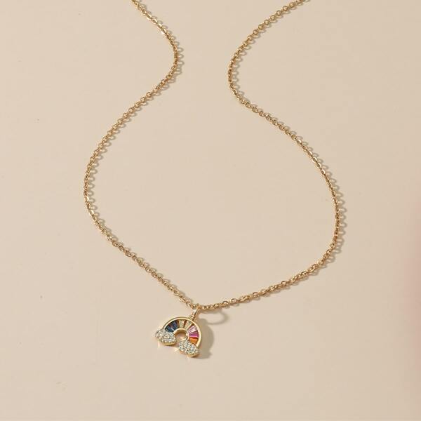 

Zircon Rainbow Charm Necklace, Gold