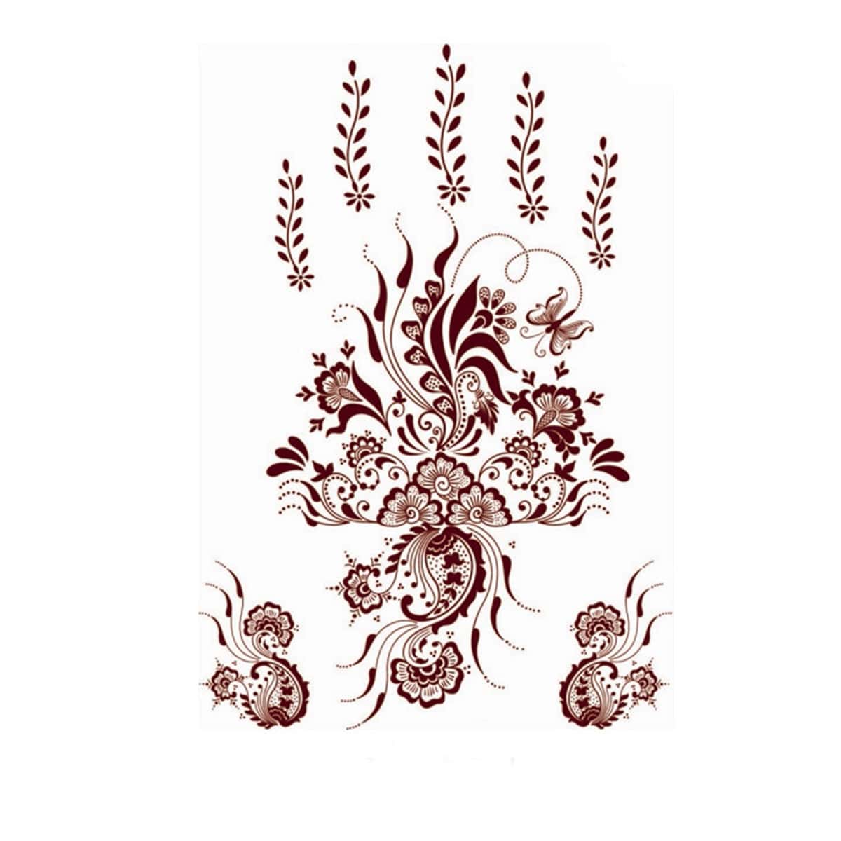 

Floral Tattoo Sticker, Red