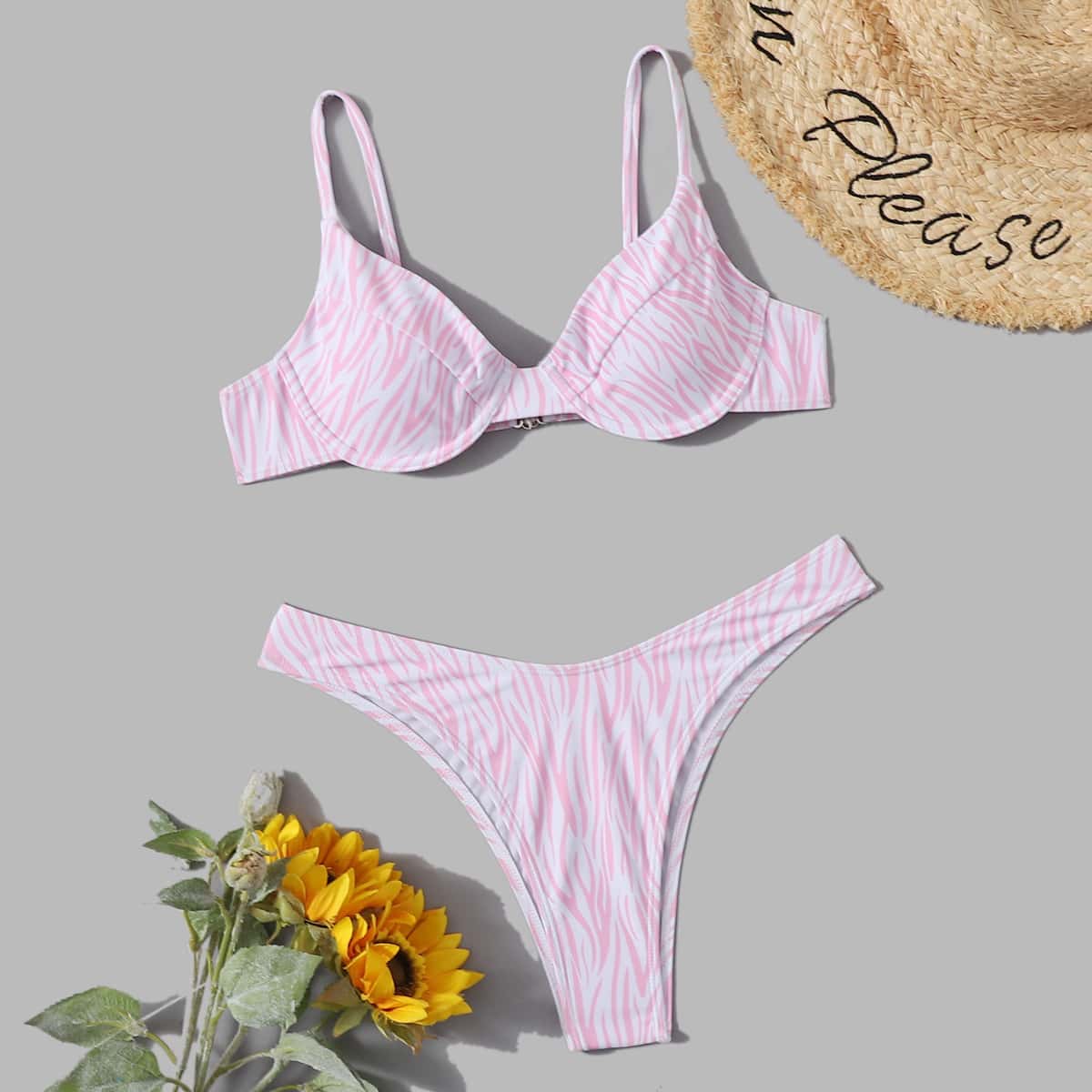 

All Over Print Bikini Swimsuit, Pink