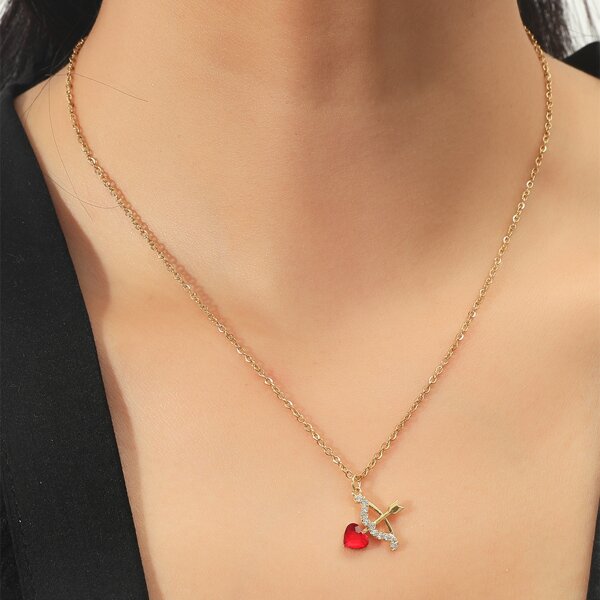 

18K Gold Plated Zircon Heart Charm Necklace