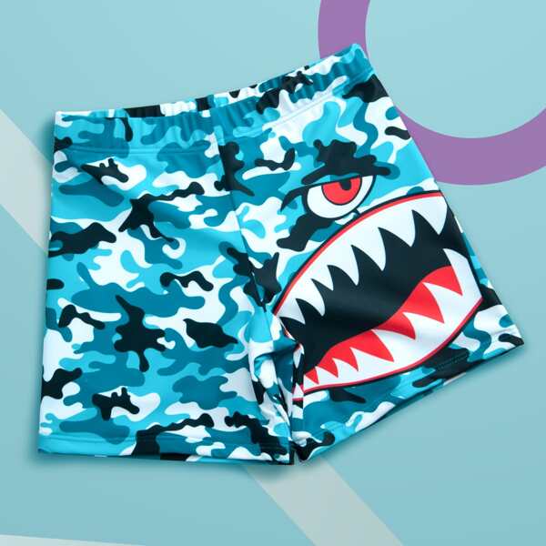 

Toddler Boys Shark Print Beach Shorts, Blue