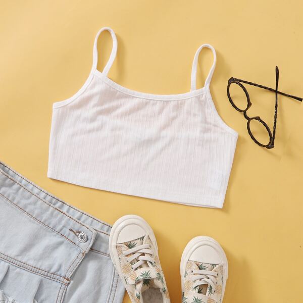 

Girls Rib-knit Cami Top, White