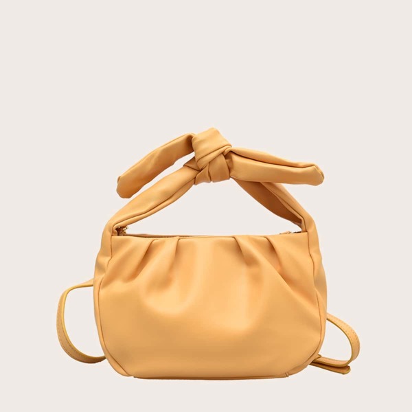 

Minimalist Knot Decor Satchel Bag, Yellow